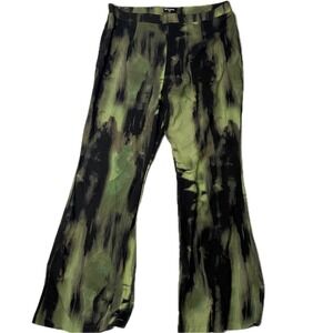PrettyLittleThing Plus Green Black Tie Dye Wide Leg Trousers Pants US 16 NWT